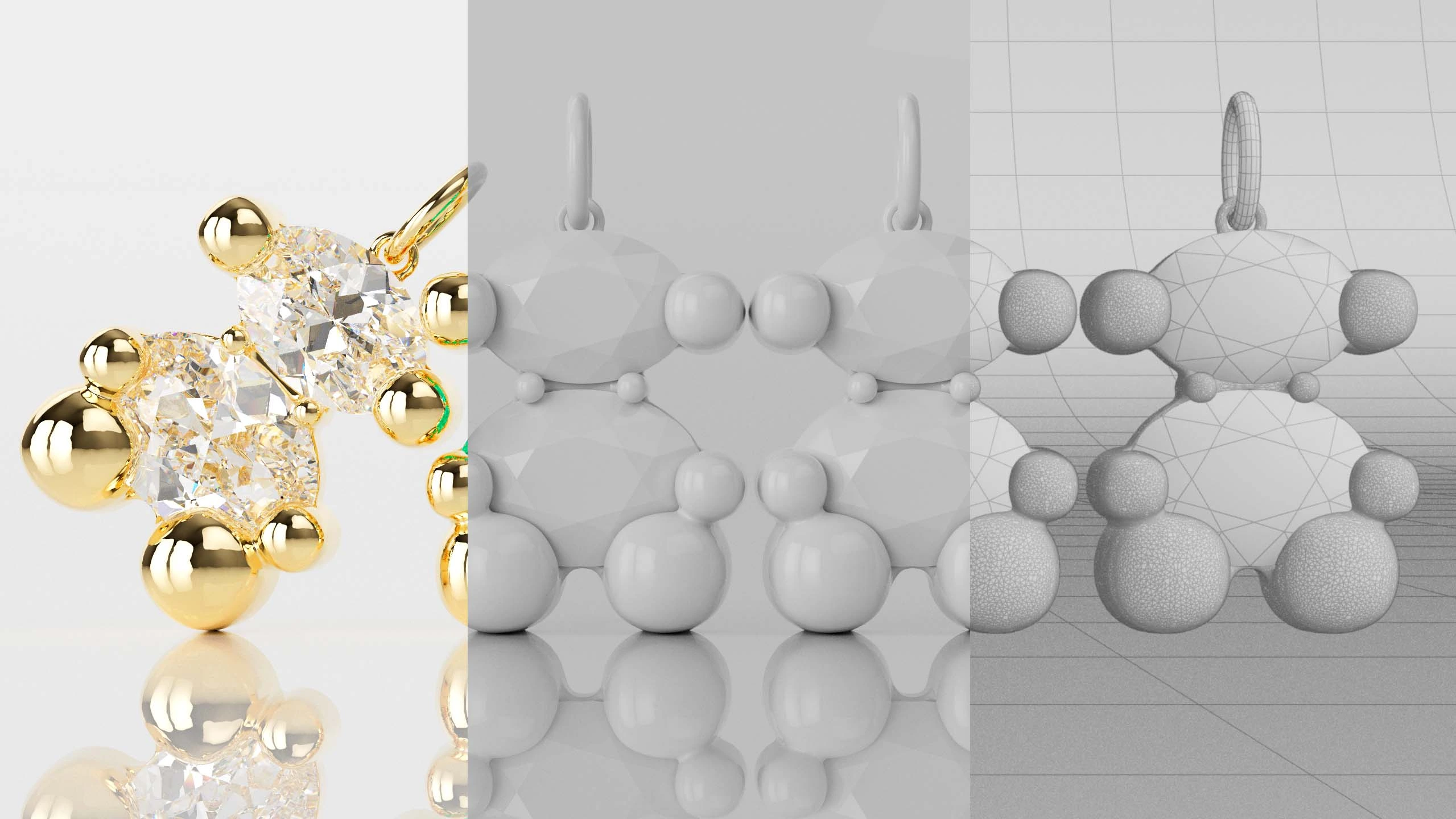 Dirección de arte Render 3D joyería por Polarizador Estudio, detalle 1