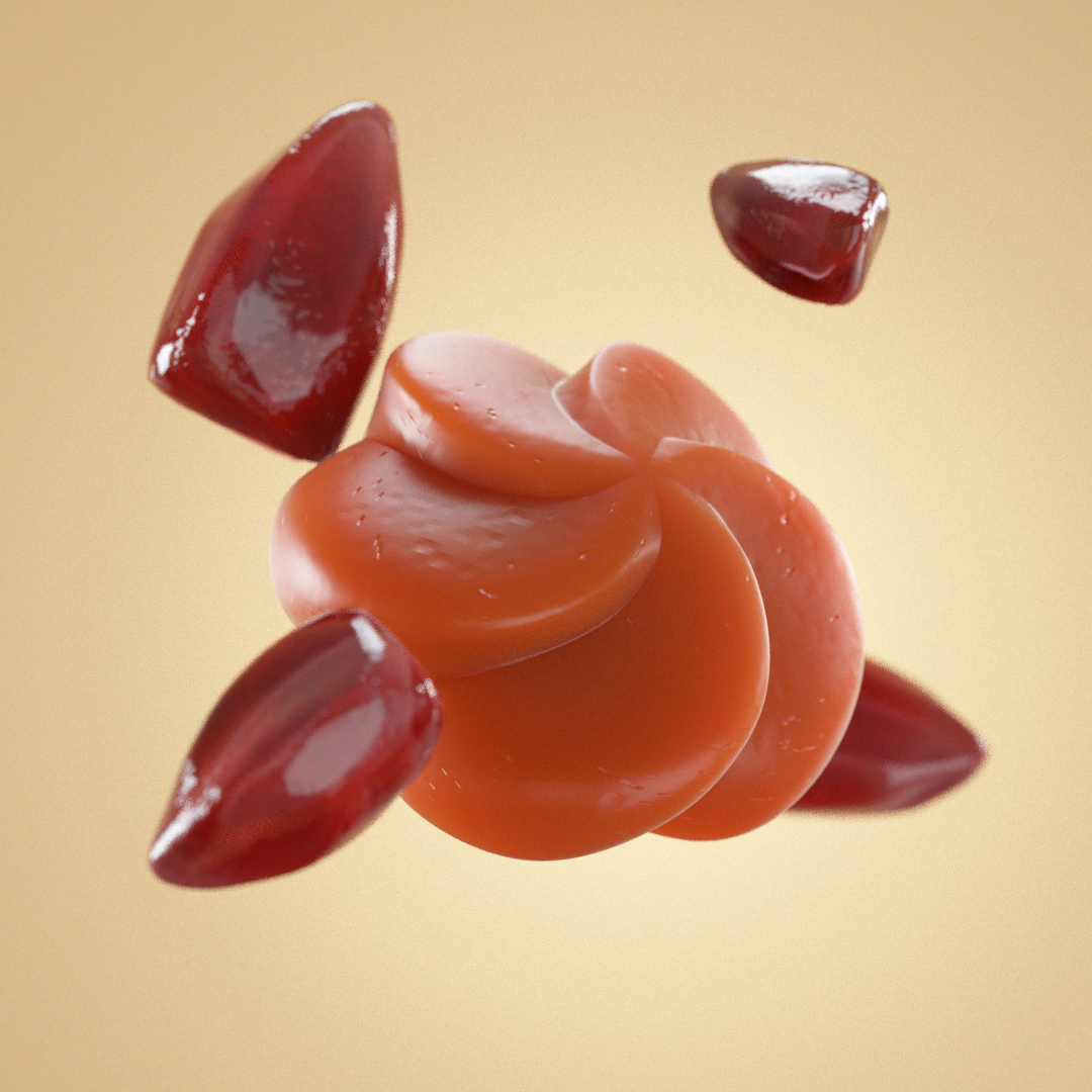 Campaña fotográfia producto 3D Gummies de Jelly Pills por Polarizador Estudio, detalle 3